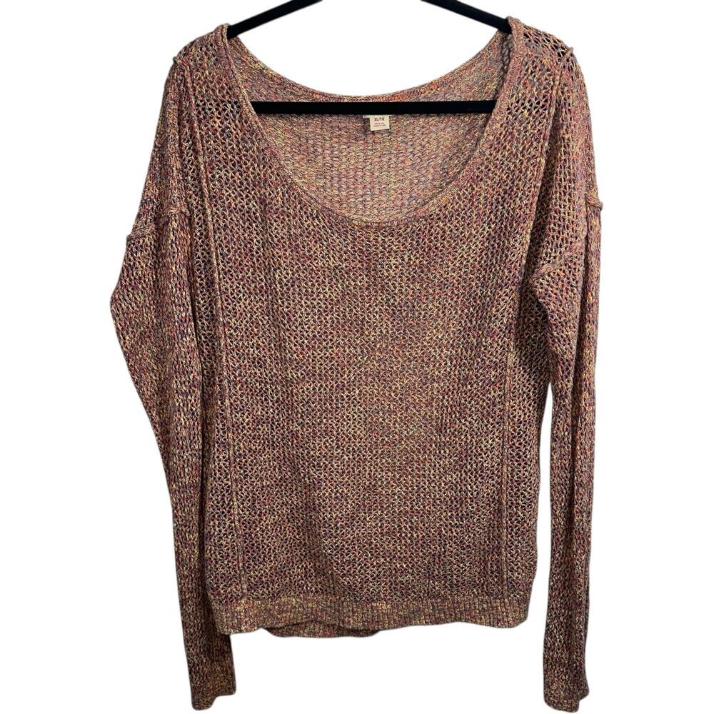 VTG Mossimo Open Mesh Big Hole Knit Sweater XL Sheer Beachy Boho Festival Y2K